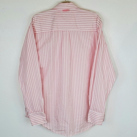 AVIREX White w/Pink Stripes Long-Sleeve Shirt, L - Picture 3 of 5
